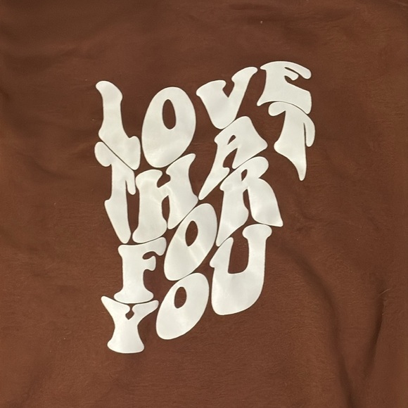 SHEIN women’s sweatshirt pullover “love that for you” size XS, brown white - Picture 2 of 7